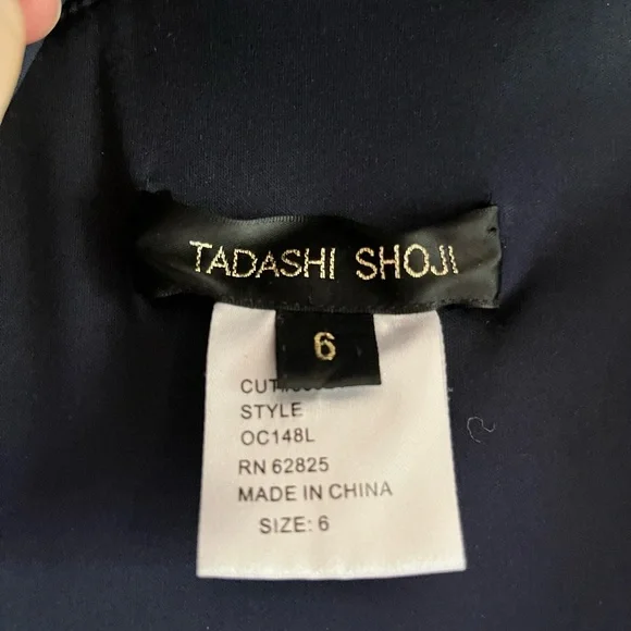 Tadashi Soji pleated navy dress, (worn one time) bought at Nordstrom for $350. - Picture 7 of 9